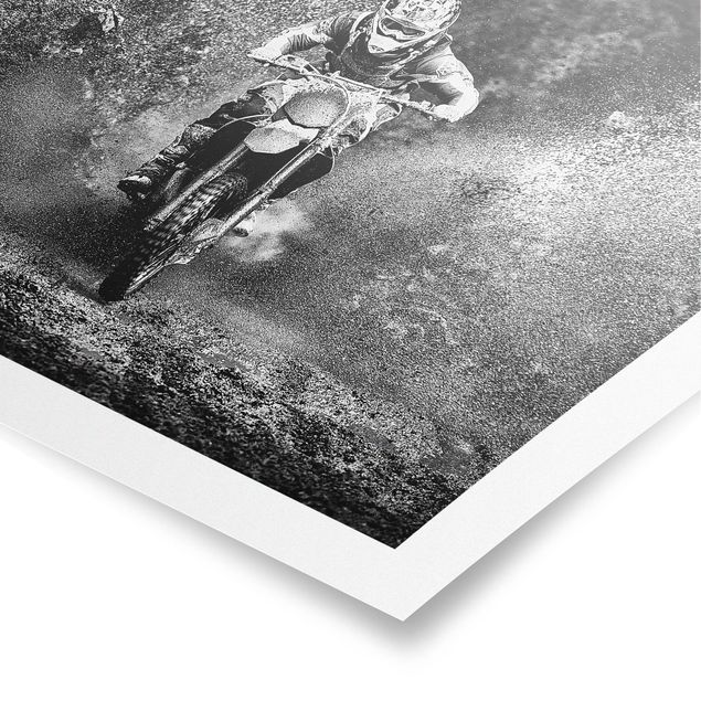 Black and white wall art Motocross In The Mud