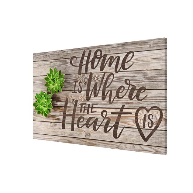 Magnet boards sayings & quotes Home is where the Heart is on Wooden Board