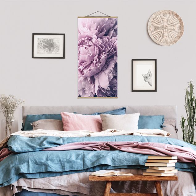 Vintage wall art Purple Peony Blossoms