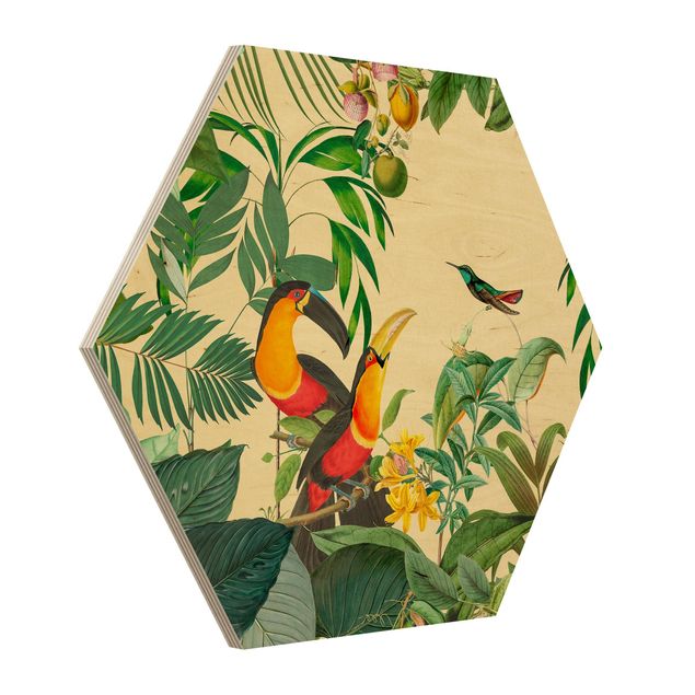 Canvas art Vintage Collage - Birds In The Jungle