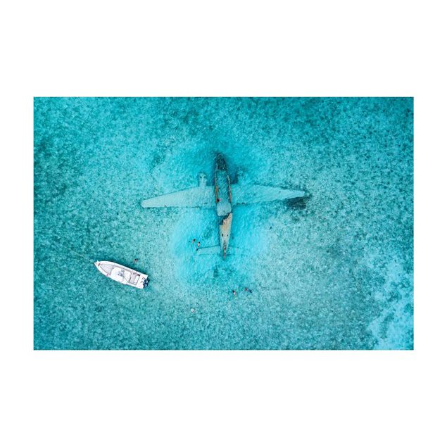 turquoise area rug Top View Airplane Wreckage In The Ocean