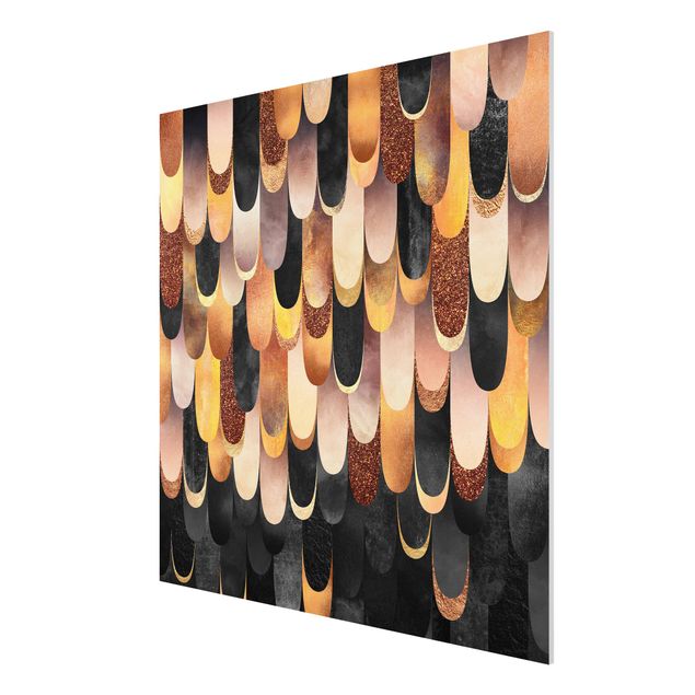Abstract canvas wall art Feathers Bronze Black