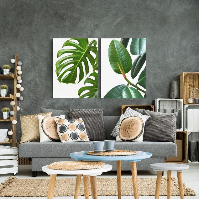 Floral canvas Monstera And Rubber Tree