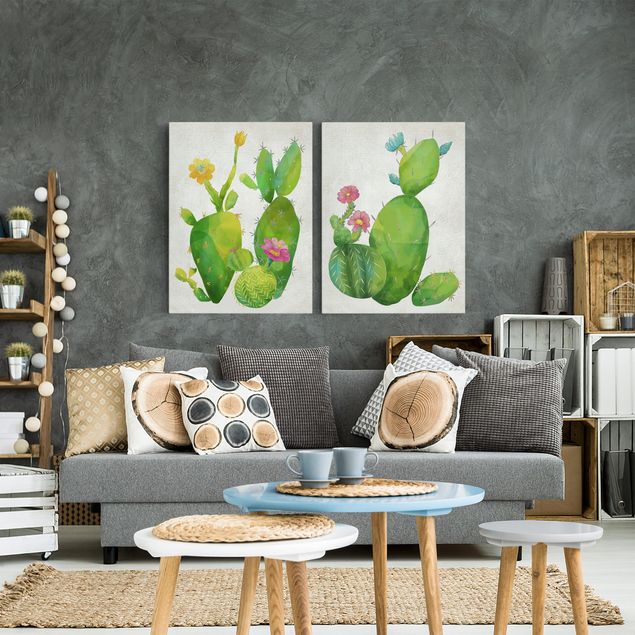 Family canvas wall art Cactus Family Set II