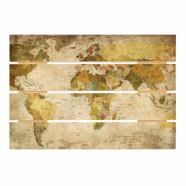 Wood prints World map