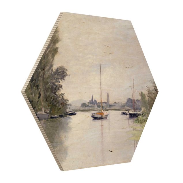Wood prints landscape Claude Monet - Argenteuil Seen From The Small Arm Of The Seine
