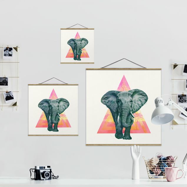 Prints multicoloured Illustration Elephant Front Triangle Painting