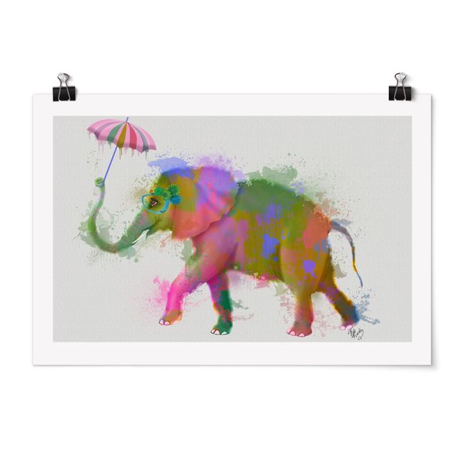 Prints modern Rainbow Splash Elephant