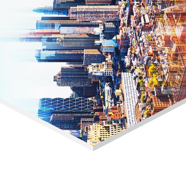 Hexagonal prints Manhattan Skyline Urban Stretch