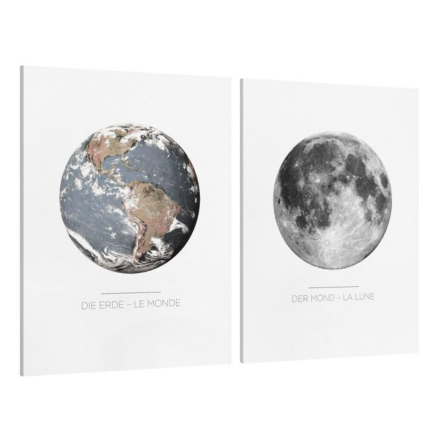 Modern art prints Moon And Earth
