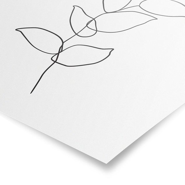 Flower print Line Art Branch Black And White