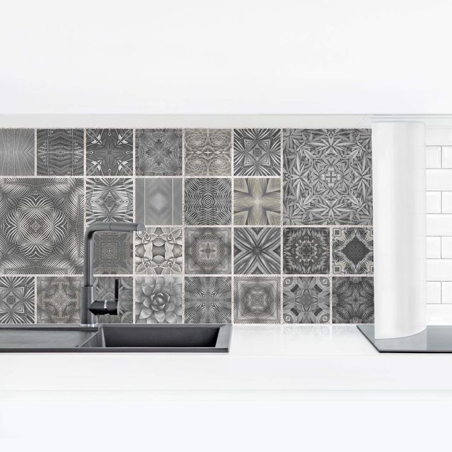 Kitchen splashback tiles Grey Jungle Tiles With Silver Shimmer