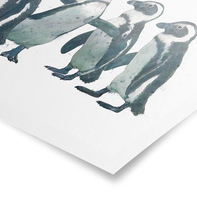 Black and white art Illustration Penguins Black And White Watercolour