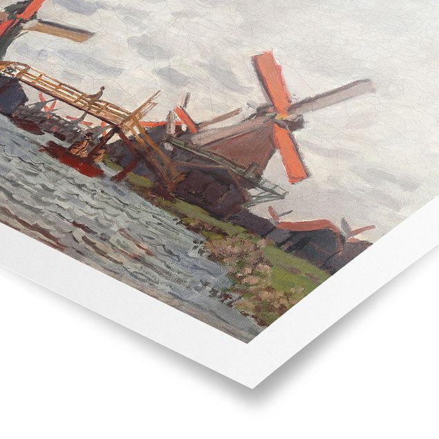 Art posters Claude Monet - Windmills in Westzijderveld near Zaandam