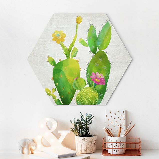 Family print Cactus Family In Pink And Yellow