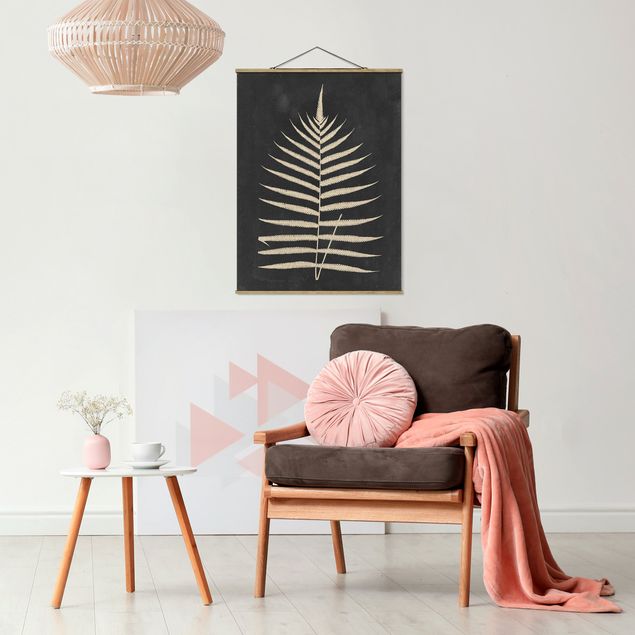Vintage wall art Fern With Linen Structure III