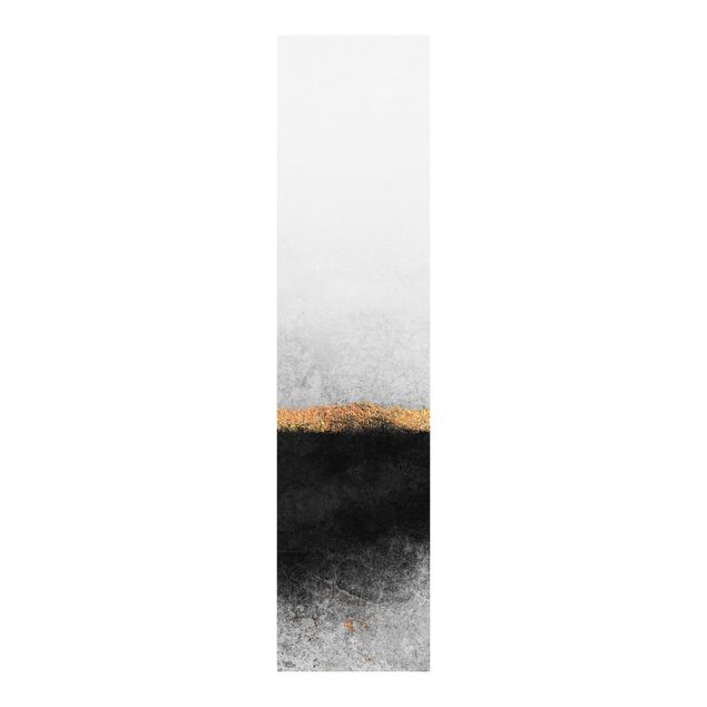 Patterned curtain panels Abstract Golden Horizon Black And White