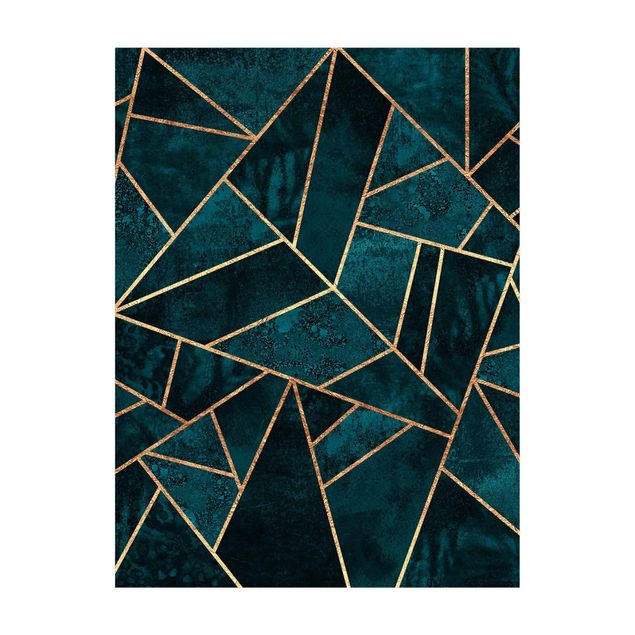 Abstract rugs Dark Turquoise With Gold
