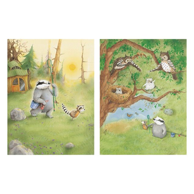 Prints animals Vasily Raccoon - Vasily And Sibelius And The Owls