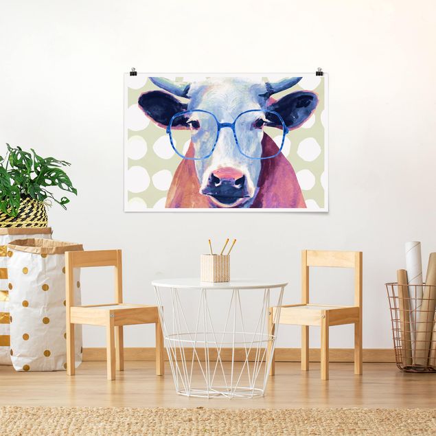 Animal wall art Animals With Glasses - Cow