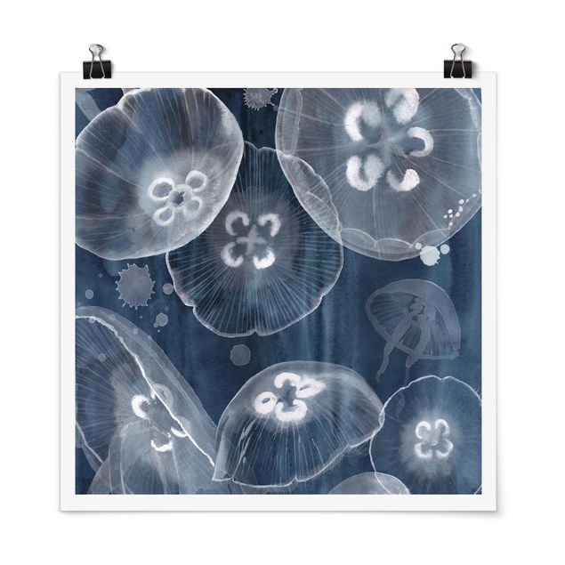 Modern art prints Moon Jellyfish II
