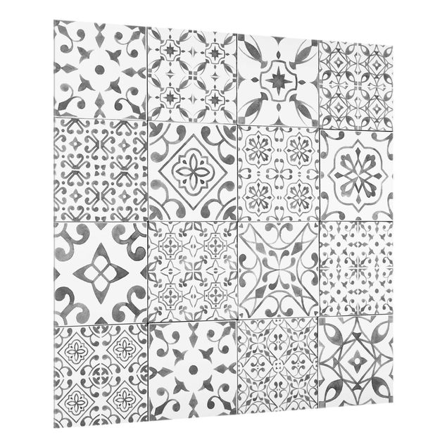 Patterned glass splashbacks Pattern Tiles Gray White