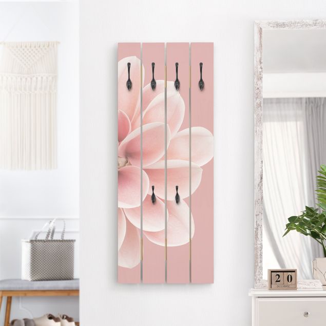 Wall mounted coat rack flower Dahlia On Blush Pink