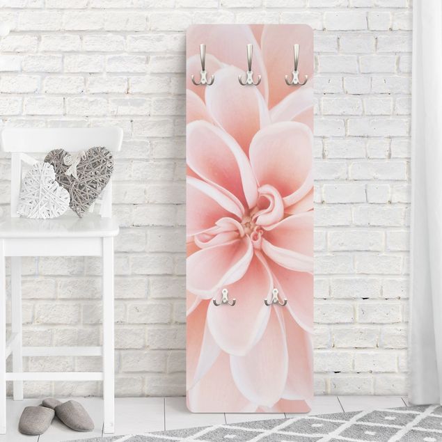 Wall mounted coat rack flower Dahlia In Pastel Pink