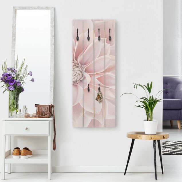 Wooden wall mounted coat rack Dahlia In Powder Pink