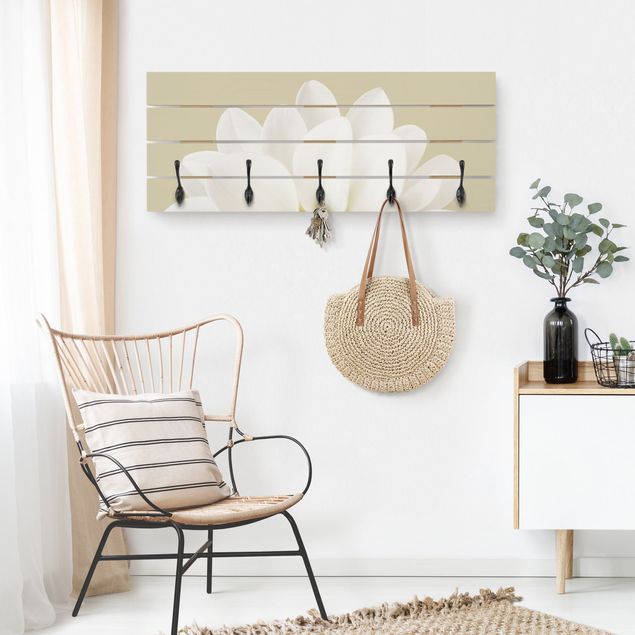 Wooden wall mounted coat rack Dahlia White Pastel Sand Colours