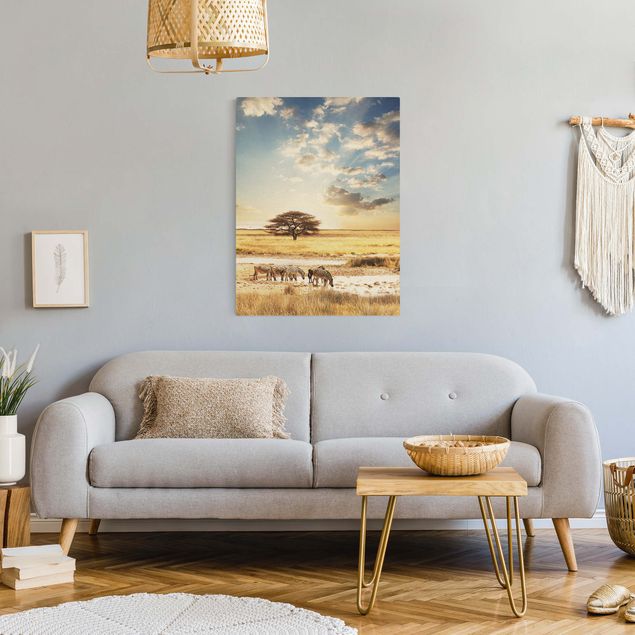 Sunset canvas wall art The Lives Of Zebras
