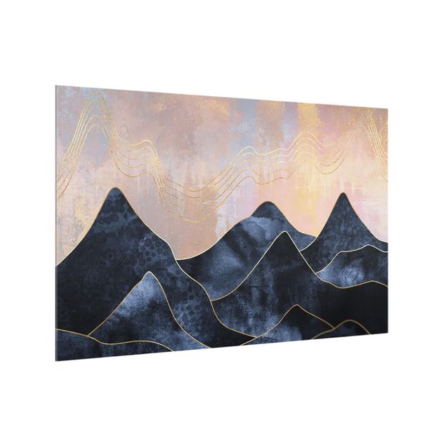 Glass splashback art print Golden Dawn Over Mountains