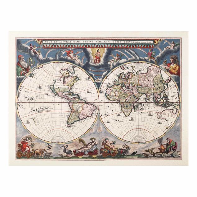 Vintage posters Historic World Map Nova Et Accuratissima Of 1664