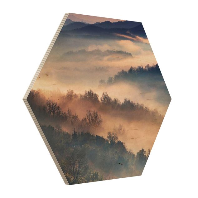 Wood prints Fog At Sunset