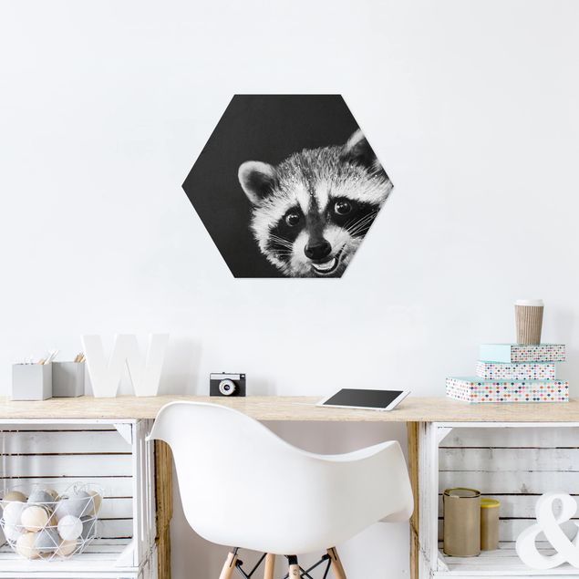 Bear art prints Illustration Racoon Black And White Painting