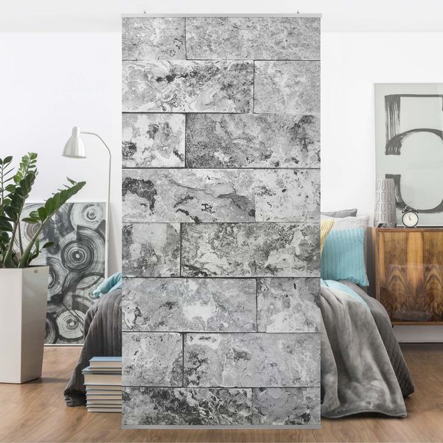Room divider screen Stone Wall Natural Marble Grey