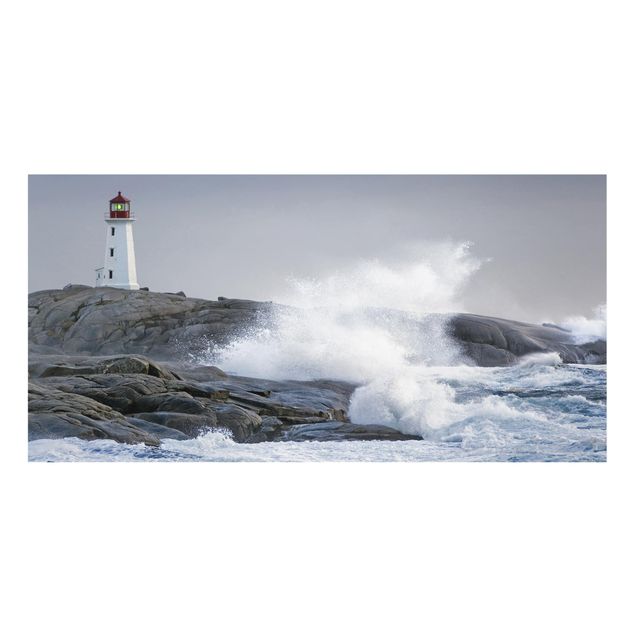 Glass splashback Storm Waves At The Lighthouse