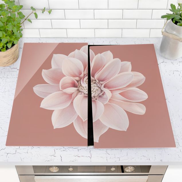 Stove top covers flower Dahlia Beige Red Pink