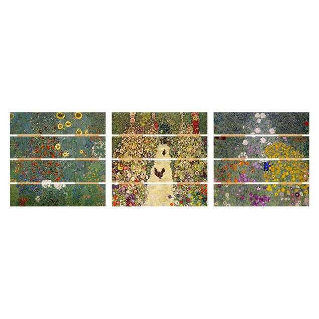 Wood prints flower Gustav Klimt - In The Garden