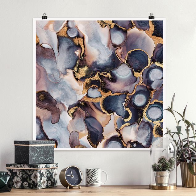 Canvas art Marble Watercolour With Gold