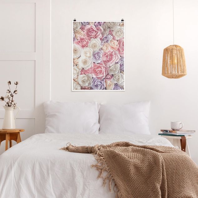 Floral canvas Pastel Paper Art Roses
