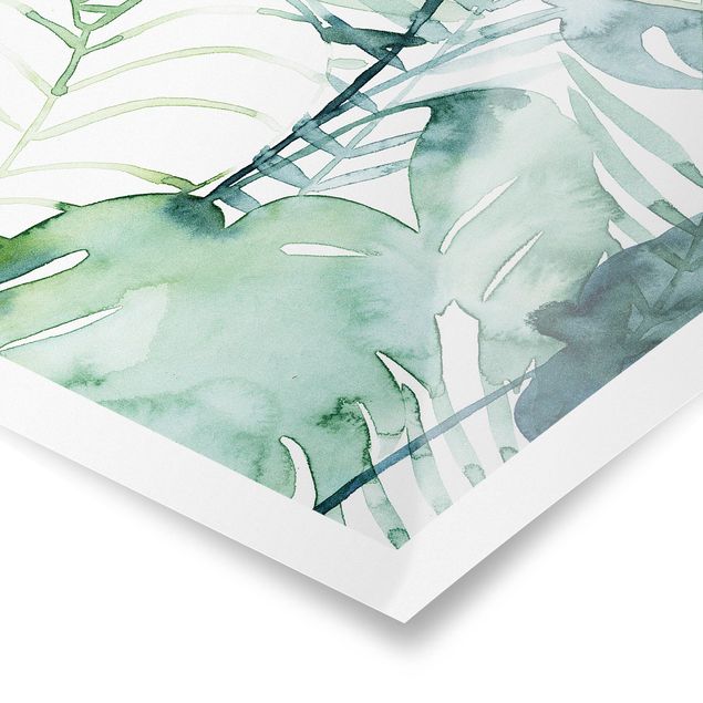 Green canvas wall art Palm Fronds In Water Color II