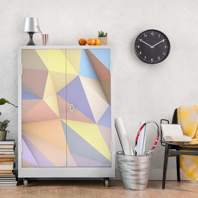 Adhesive films for furniture frosted Geometrical Pastel Triangles In 3D