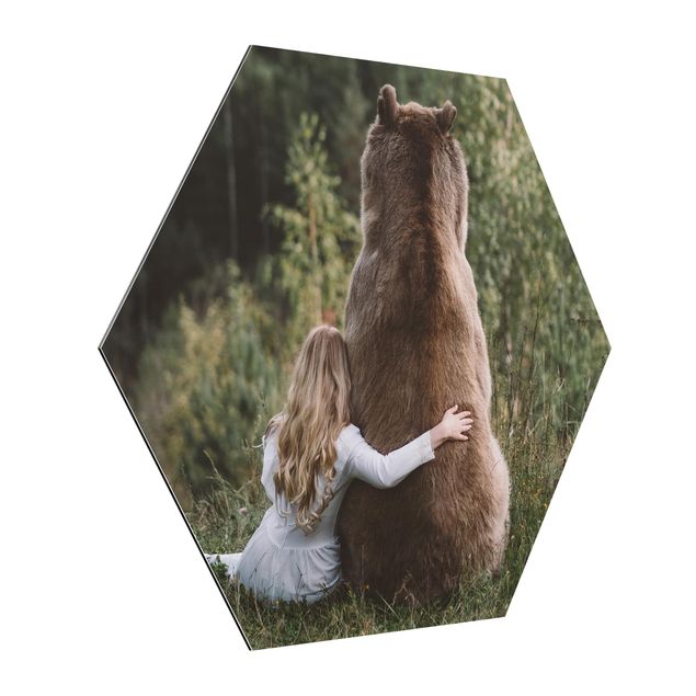 Contemporary art prints Girl With Brown Bear