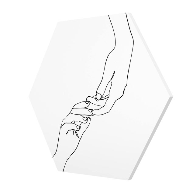 Black and white wall art Line Art Hands Touching Black And White