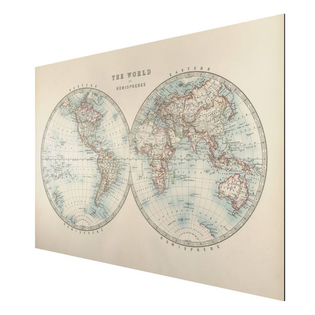 Printable world map Vintage World Map The Two Hemispheres