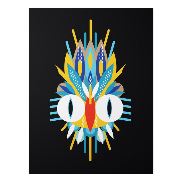 Native american art prints Collage Ethno Mask - Bird Feathers