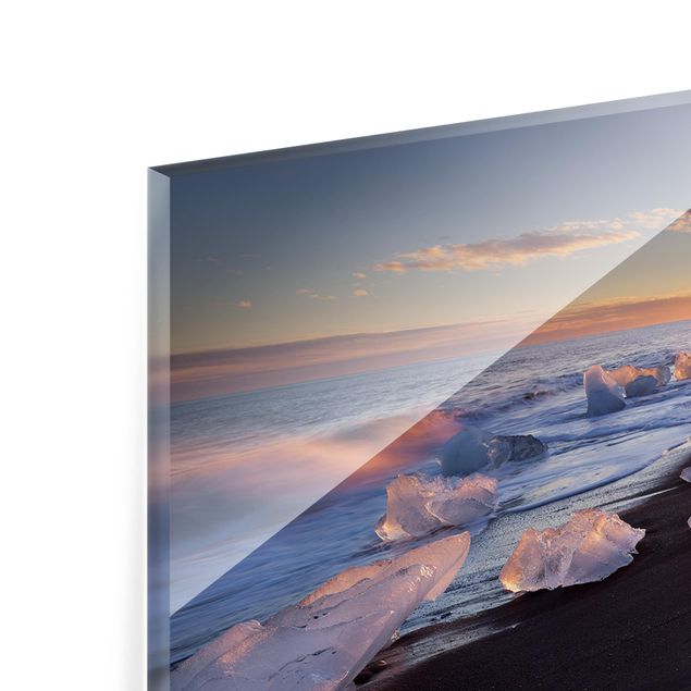 Glass Splashback - Chunks Of Ice On The Beach Iceland - Landscape 1:2