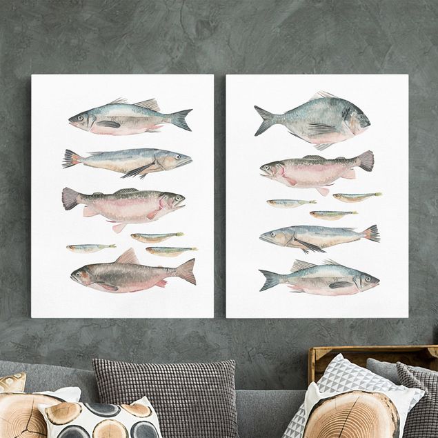 Canvas prints fishes Fish In Watercolour Set I
