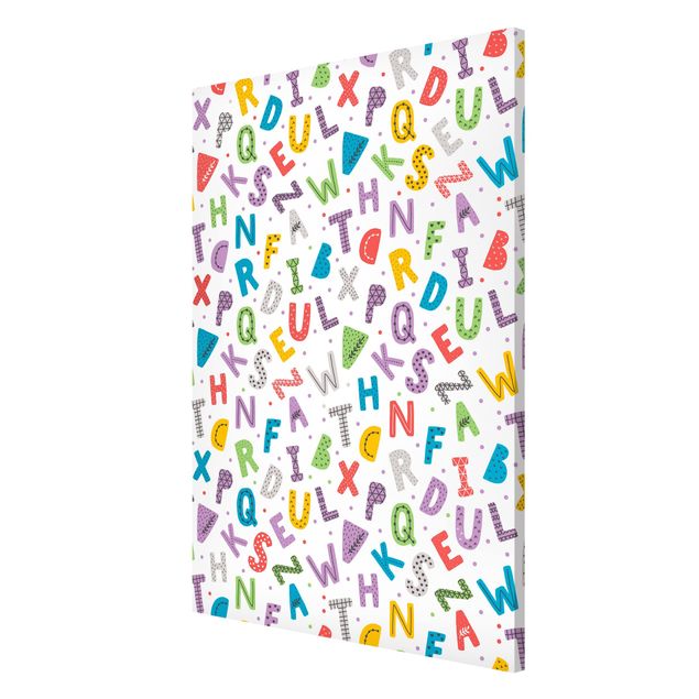Prints letters Alphabet With Hearts And Dots In Colourful